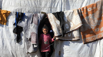 In pics: temporary camp in southern Gaza Strip