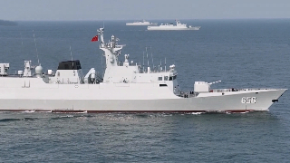 Type 056A frigates conduct training in Yellow Sea