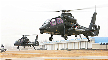 Multi-type helicopters lift off for assault operation