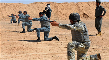 Policemen take part in military training in Afghanistan