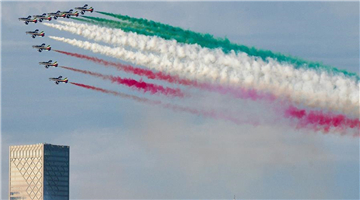 Italian airplanes perform in airshow in Doha, Qatar