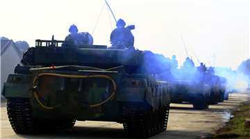 Main battle tanks en route to training field
