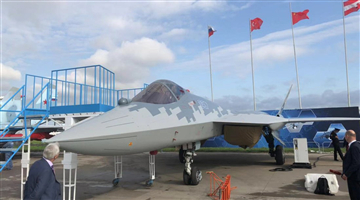Russia's most advanced fighter jet Su-57 is on display
