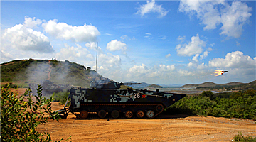 Amphibious IFVs fire anti-tank missiles