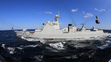 Chinese naval ships conduct replenishment-at-sea in Gulf of Aden