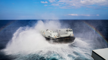 Naval landing ship flotilla conducts actual combat training