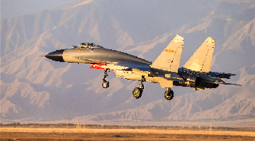 Fighter jet takes off at sunrise for flight training