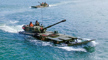 Amphibious IFVs in training exercise