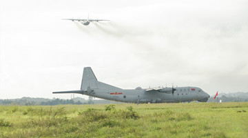 Anti-submarine patrol aircraft takes off for training exercise