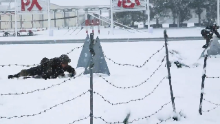 Army soldiers have fun in snow