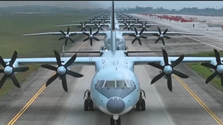 China's Y-9 military transport aircraft stage “elephant walk”
